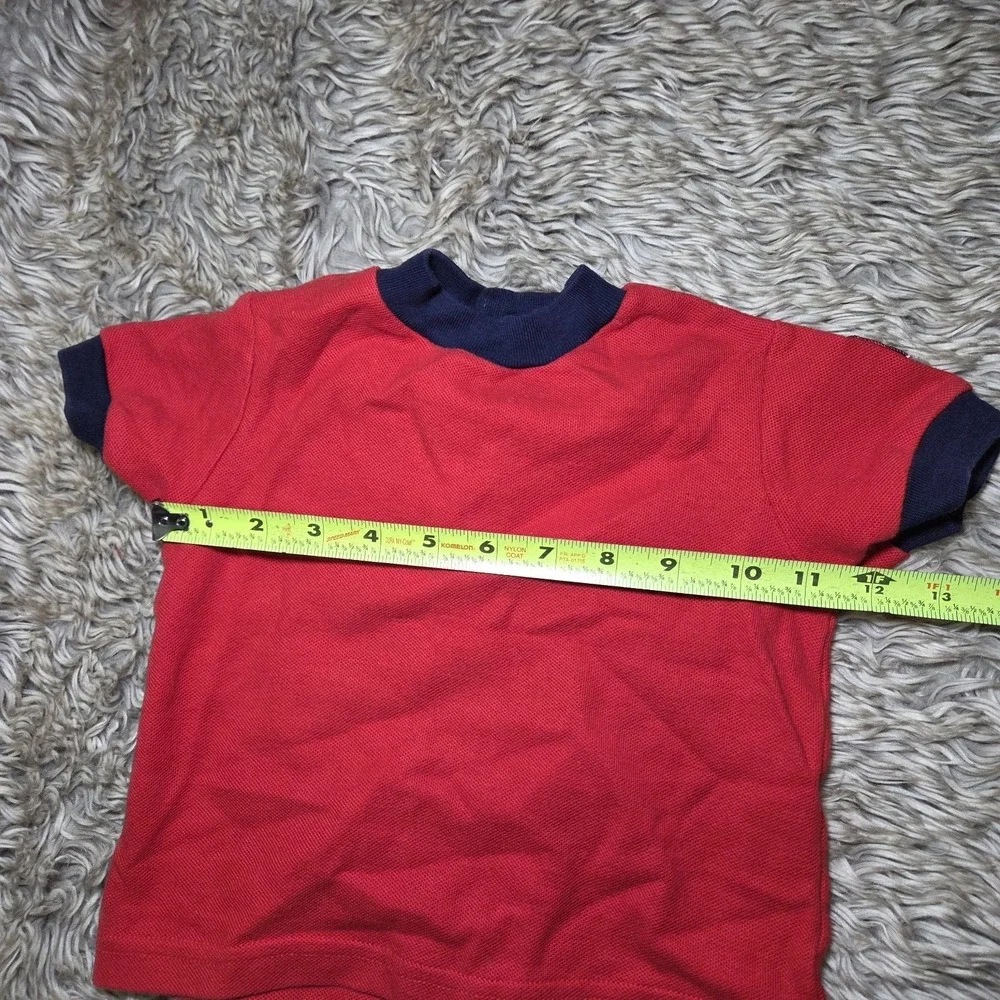 Vintage Sesame Street Red Polo Shirt Elmo Patch On Shoulder Toddler Kids Size 2T